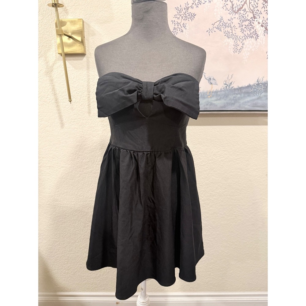 Deb Womens Black Strapless Bow Mini Dress Keyhole Tulle Lining Size 11